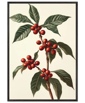 Botanical Coffee Bean Plant Illustration Poster