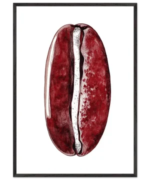 Red Gyotaku Coffee Bean Print