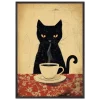French Black Cat Coffee Print